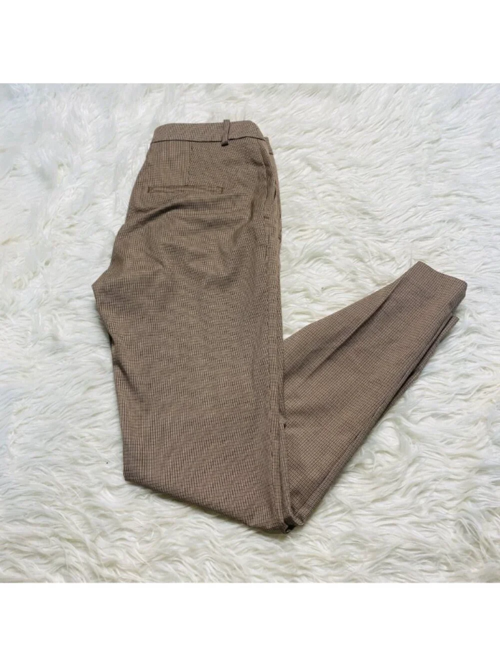 HM Pant Womens 6 Checked Plaid Brown Dress Pants Straight Career Collegiate Prep